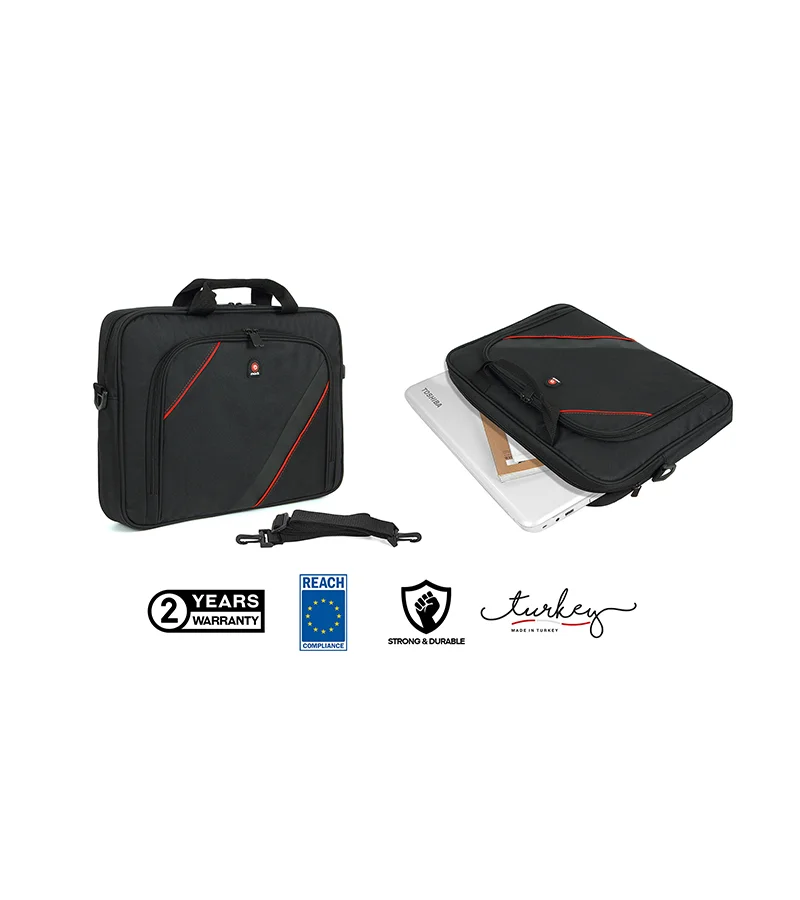 Procity Laptop Çantası Siyah - Kırmızı - Görsel 7